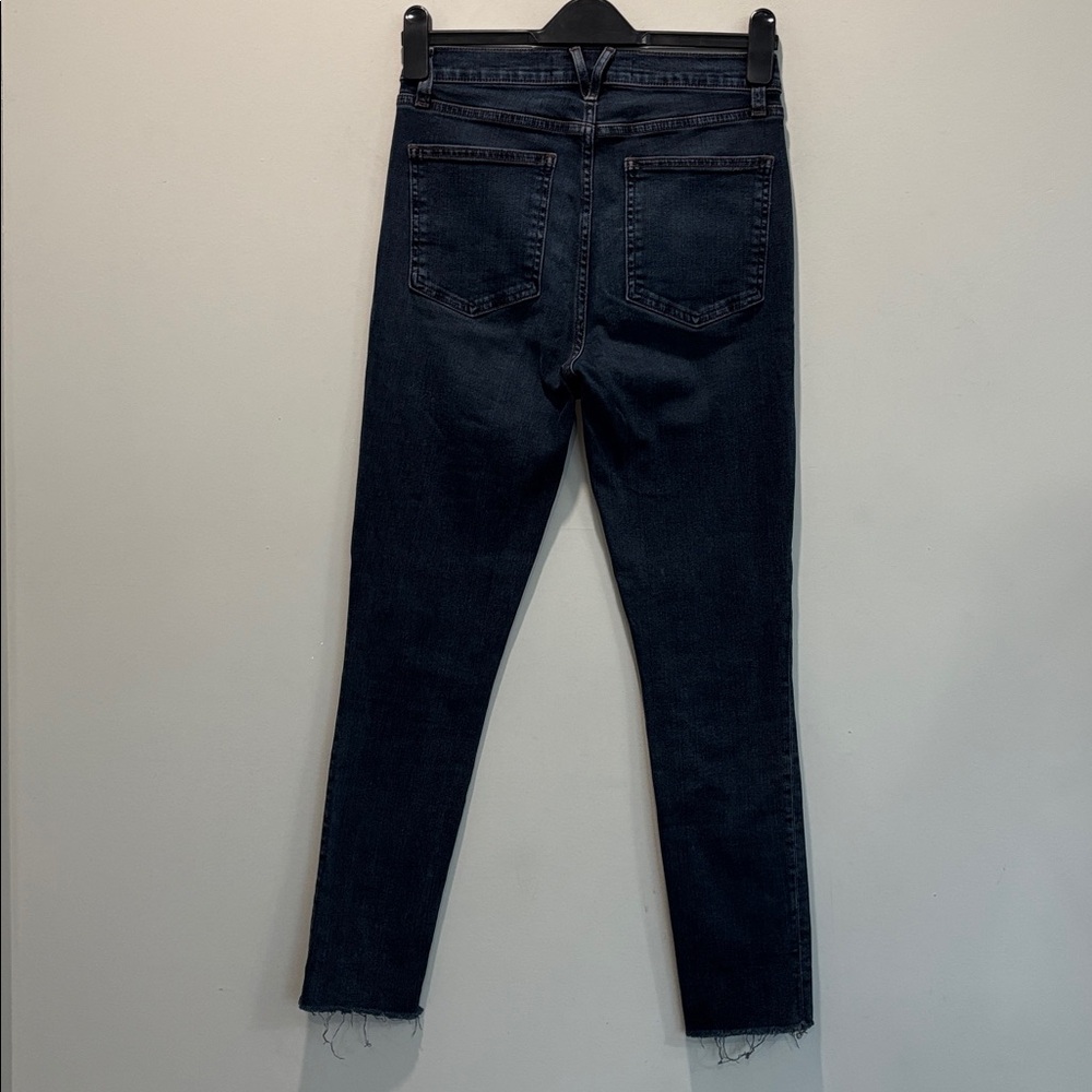 Veronica Beard Debbie High-Rise Skinny Jeans Button Fly Dark Wash Raw Hem 27 - Picture 8 of 15